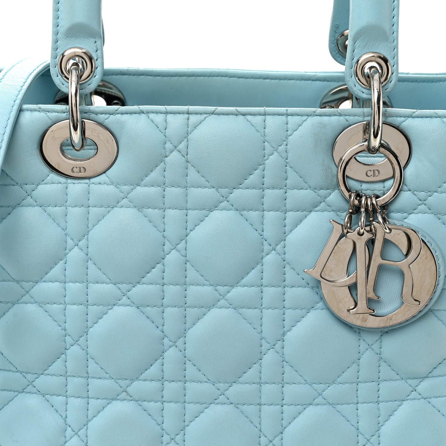 Lambskin Cannage Medium Lady D1OR Light Blue