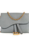 Goatskin Nano Saddle Chain Pouch Blue