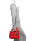 Lambskin Cannage Medium Lady D1OR Red