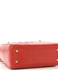Calfskin Beaded Mini Lady D1OR Rouge Multicolor