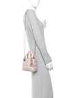 Metallic Lambskin Cannage Mini Lady D1OR Lotus