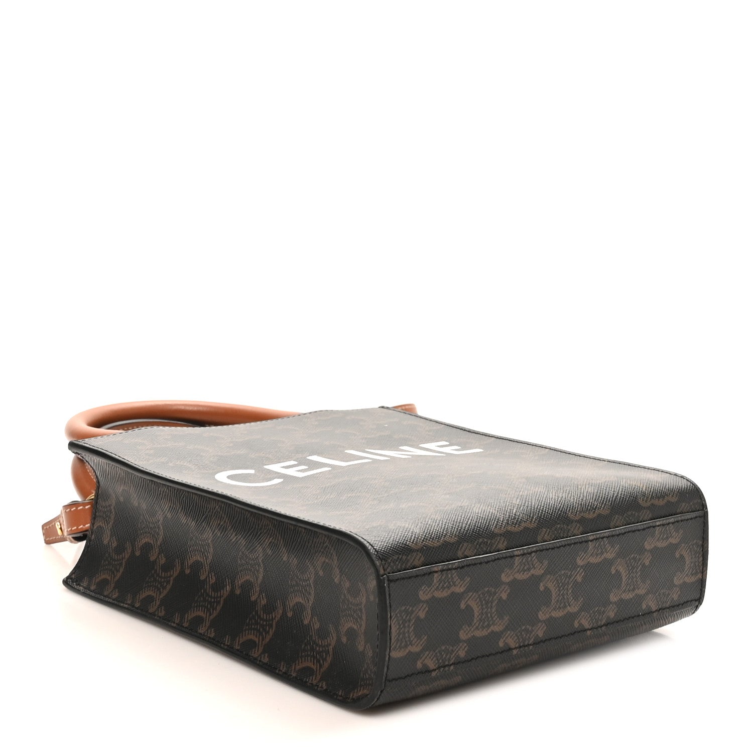 Triomphe Canvas Calfskin Mini Vertical Cabas Tan