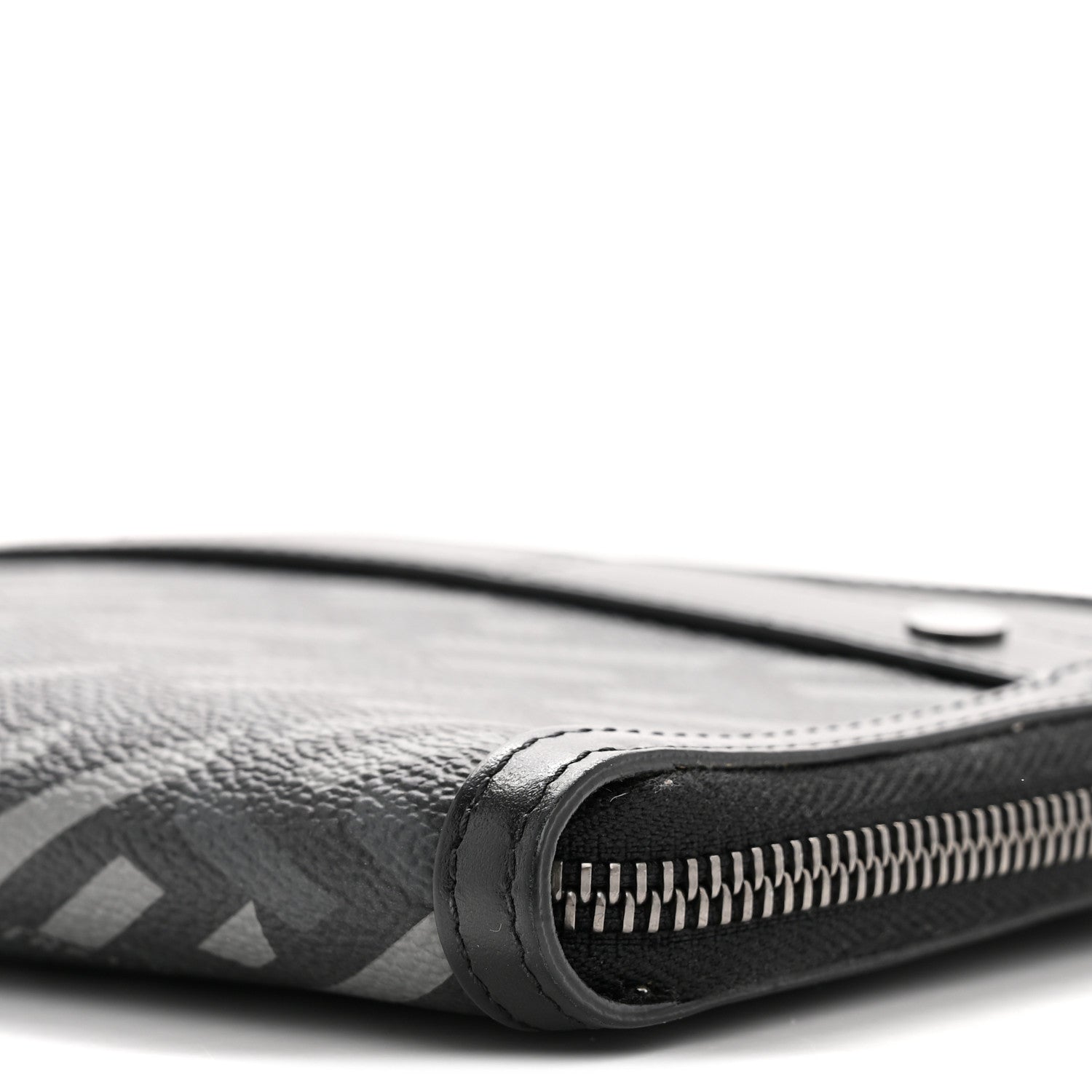 Coated Canvas La Greca Signature  Black Gray