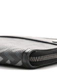 Coated Canvas La Greca Signature  Black Gray