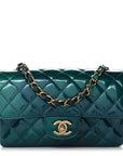 Shaded Patent Calfskin Quilted Mini Rectangular Flap Green Blue
