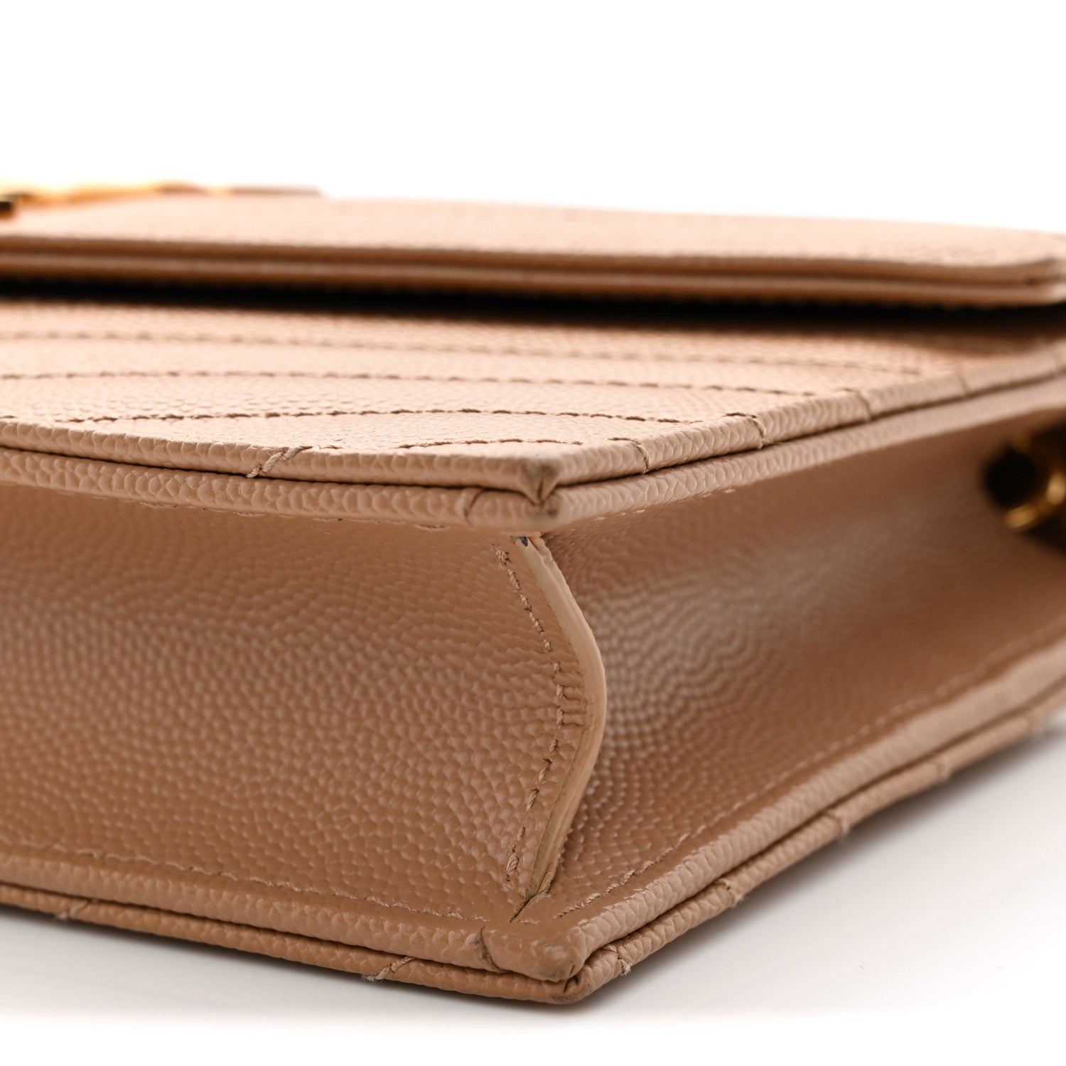 Grain De Poudre Matelasse Chevron Monogram Envelope Chain Wallet Cork