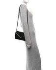 Fabric Quilted Crystal Envelope Small Flap Black