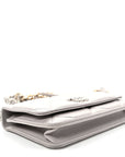 Lambskin Quilted CHNL 19 Wallet On Chain WOC Grey