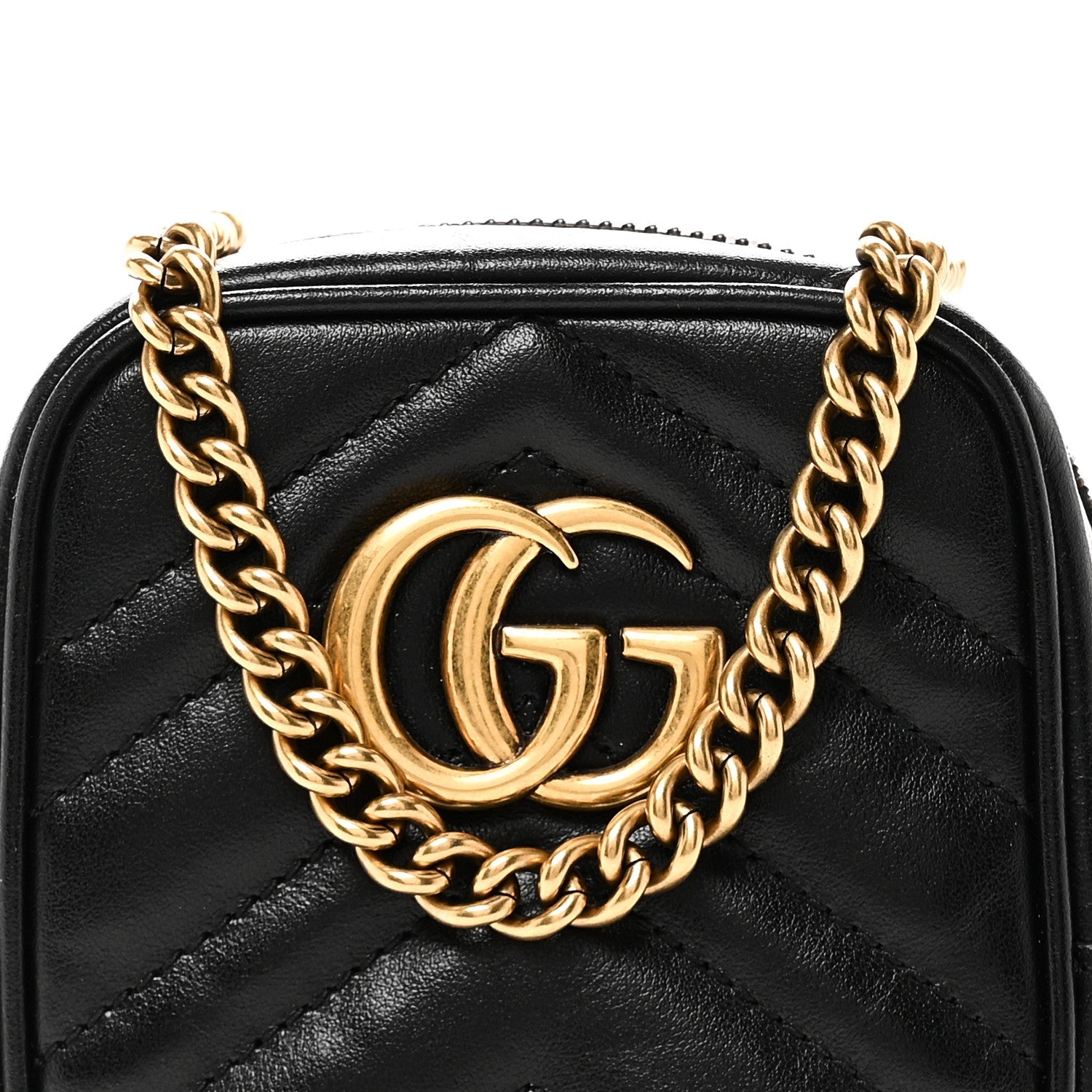 Calfskin Matelasse Mini GG Marmont Crossbody Bag Black