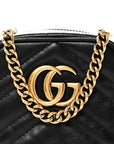 Calfskin Matelasse Mini GG Marmont Crossbody Bag Black