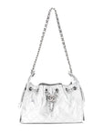 Metallic Caviar Quilted Mini CHNL 25 Handbag Silver
