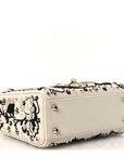 Smooth Calfskin Embroidered Beaded Floral Mini Lady D1OR White Multicolor