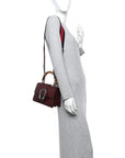 Dollar Calfskin Crystal Web Mini Dionysus Bamboo Top Handle Bag Vintage Bordeaux Black Diamond