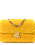 Fluffy Shearling Triomphe Claude Chain Shoulder Bag Yellow