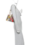 GG Supreme Monogram Flora Textured Calfskin Small Padlock Tote Beige Ebony Multicolor Mystic White