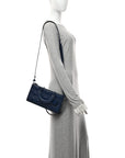 Calfskin Cannage Diamond Medium Lady D-Joy Navy Blue