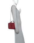 Caviar Quilted Medium CC Filigree Vanity Case Burgundy