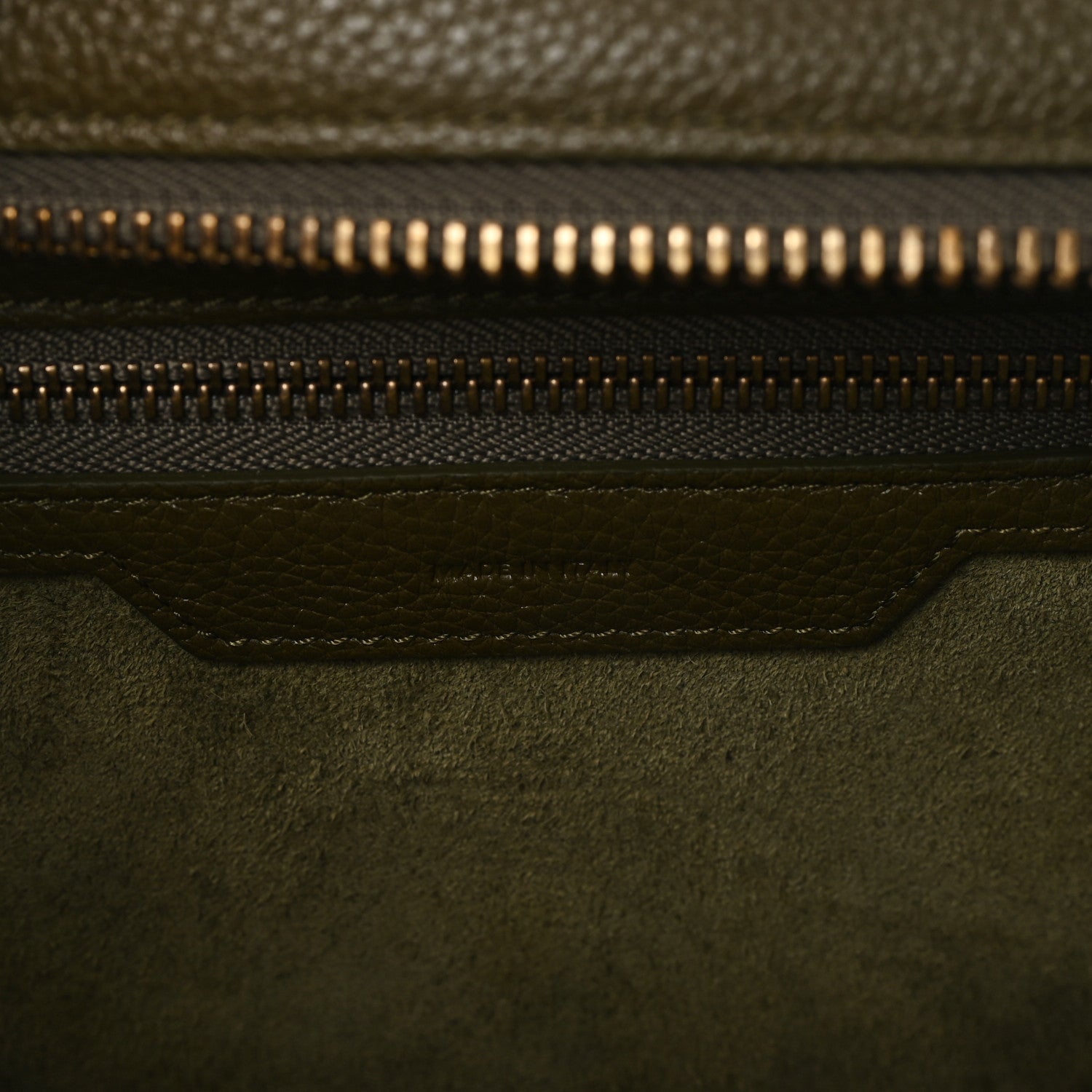 Drummed Calfskin Micro Luggage Dark Olive