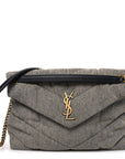 Denim Quilted Medium Loulou Puffer Monogram Chain Satchel Azur