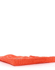 Yarn Raffia Effect Crochet Logo Embroidered Tote Bag Arancio