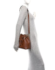 Smooth Shiny Calfskin Bon Bon Bucket Bag Dark Tan