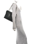 Calfskin Y Quilted Monogram Medium Loulou Chain Satchel Black