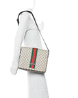 GG Supreme Monogram Web Flap Messenger Bag Black