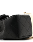 Lambskin Quilted Mini Rectangular Flap Black White