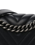 Calfskin Chevron Quilted Medium Boy Flap Black