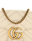 Calfskin Matelasse Super Mini GG Marmont Shoulder Bag White