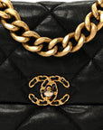 Goatskin Quilted Large CHNL 19 Flap Black