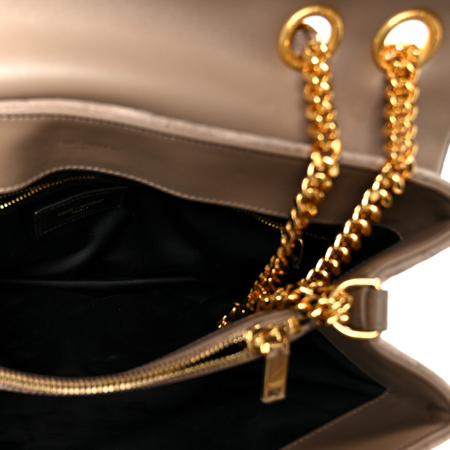 Suede Y Quilted Monogram Medium Loulou Chain Satchel Taupe