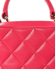 Lambskin Quilted Small Trendy CC Bowling Bag Pink