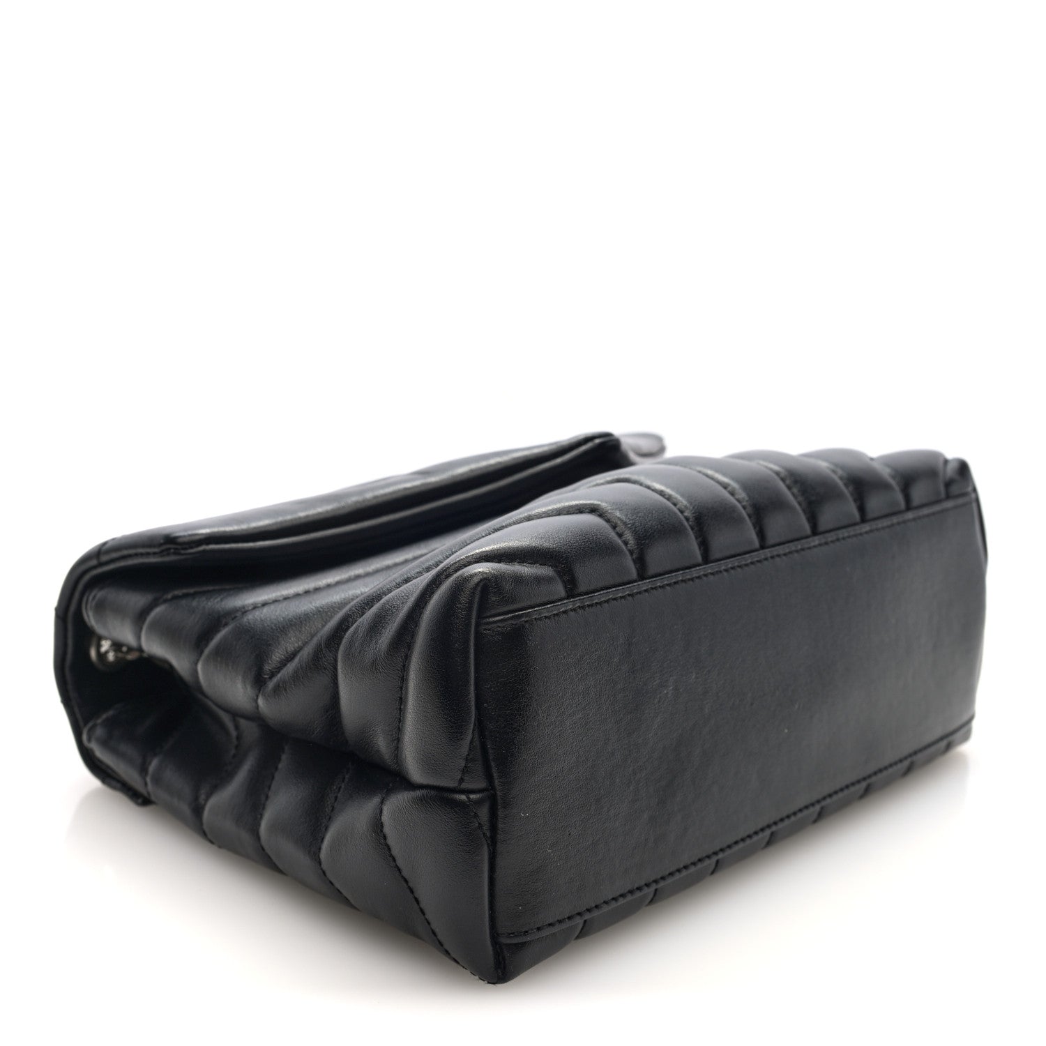 Calfskin Y Quilted Monogram Small Loulou Chain Satchel Black