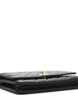 Lambskin Quilted Trendy CC Wallet On Chain WOC Black