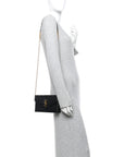 Grain De Poudre Matelasse Chevron Monogram Envelope Chain Wallet Black
