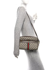 GG Supreme Monogram Web Small Ophidia Shoulder Bag Brown