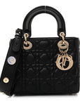 Lambskin Cannage Small Lucky Badges My Lady D1OR Black