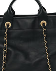 Calfskin Medium Deauville Tote Black