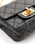 Glazed Calfskin Quilted Reissue Double Flap Clutch Black