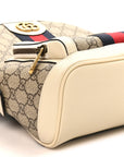 GG Supreme Monogram Textured Calfskin Web Small Ophidia Day Backpack Beige Ebony Mystic White