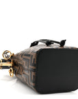 Vitello Liberty F is FNDI Bi-Color FF 1974 Embossed Mini Mon Tresor Bucket Bag Maya Black