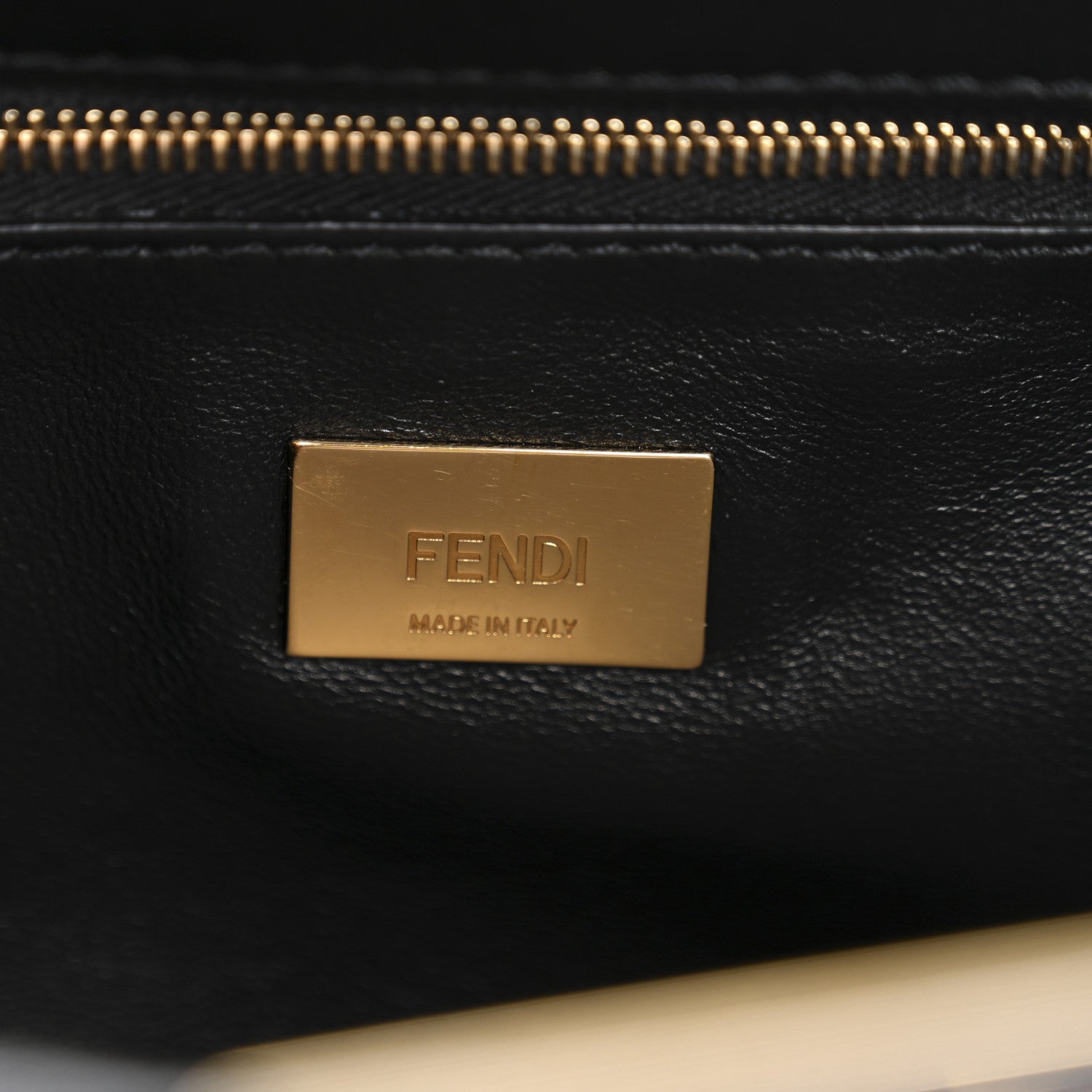 Shearling Nappa Macro FF 1974 Mini Peekaboo Iconic Satchel Tobacco Black