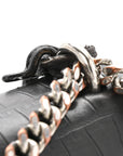 Calfskin Crocodile Embossed Medium Monogram Sunset Black