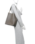Soft Grained Calfskin Sangle Bucket Bag Taupe