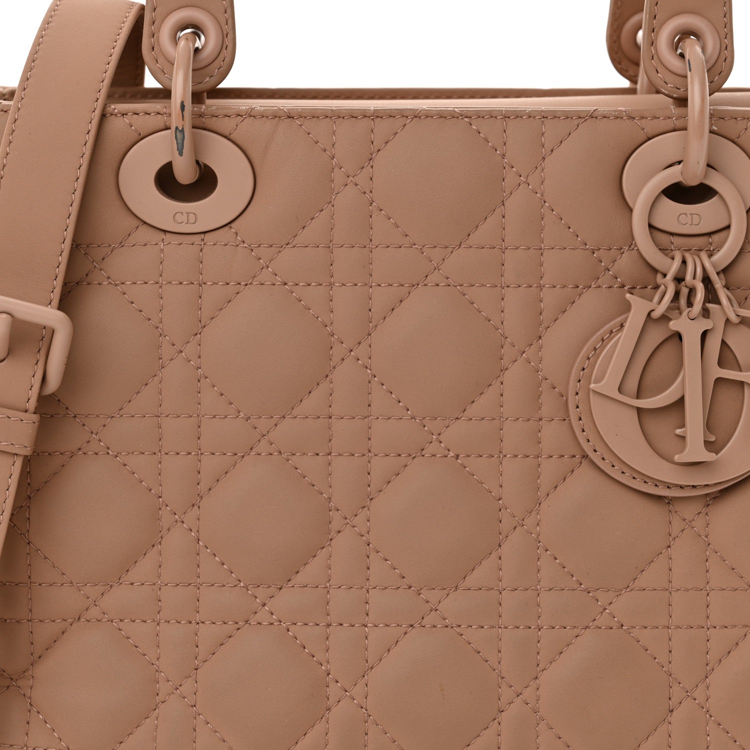 Ultra Matte Calfskin Cannage Medium Lady D1OR Beige