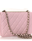 Lambskin Quilted Trendy Chain CC Wallet On Chain WOC Light Pink