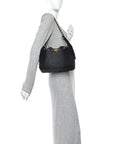 Washed Denim Quilted Small CHNL 25 Handbag Black