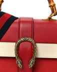 Calfskin Bamboo Web Medium Dionysus Top Handle Bag Red White Blue