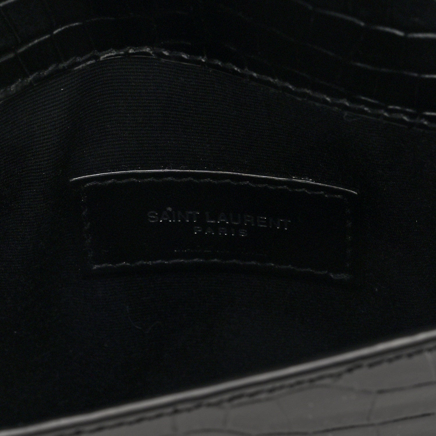 Calfskin Crocodile Embossed Uptown Monogram Pouch Black
